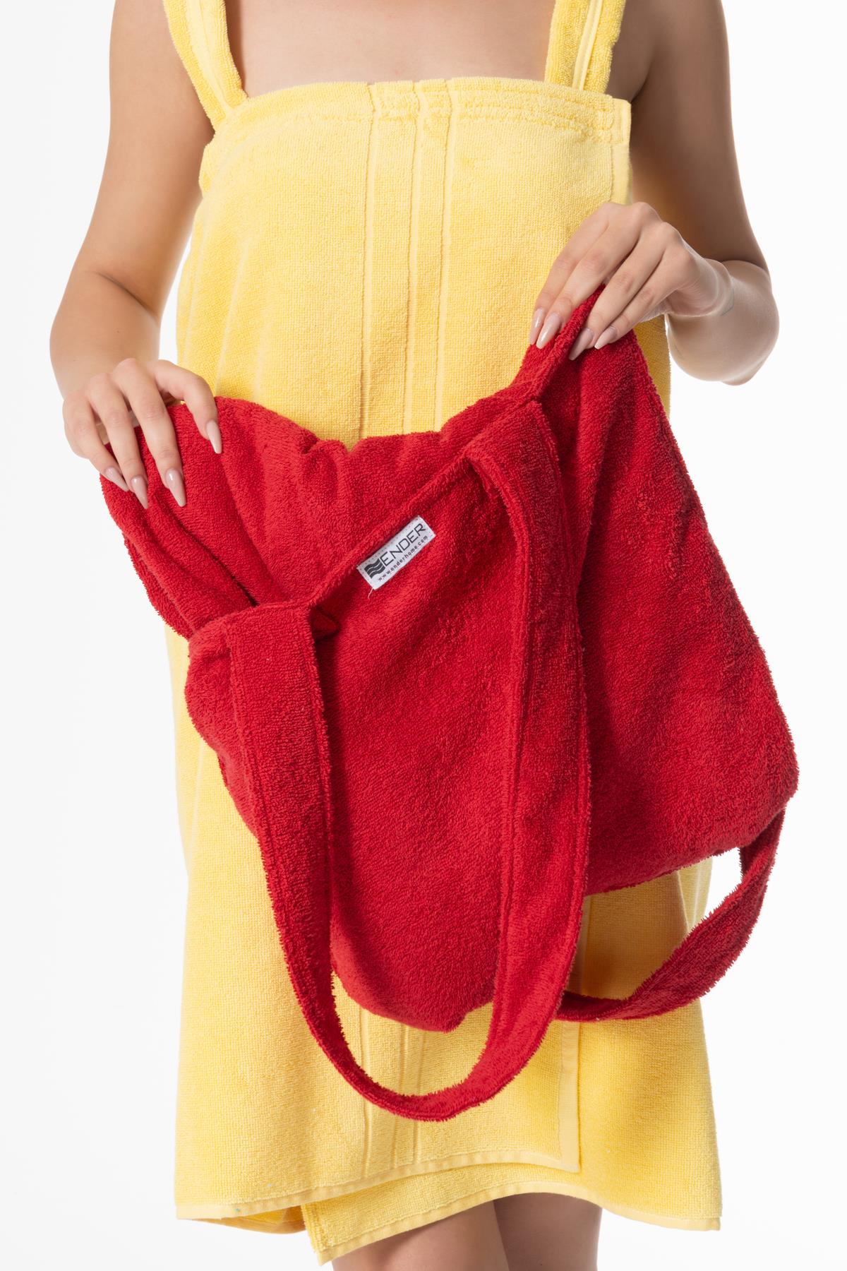 BeachMate Omuz Çantalı Plaj Havlusu – Fermuarlı , Cepli, Taşınabilir Konfor Kırmızı - Ender Home