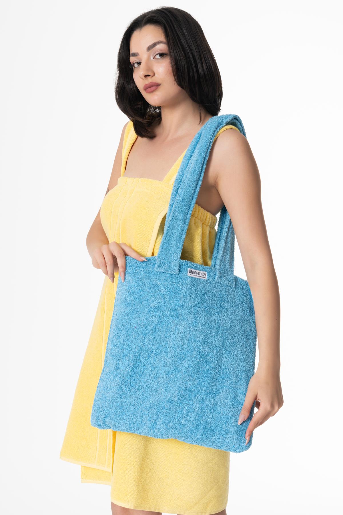 BeachMate Omuz Çantalı Plaj Havlusu – Fermuarlı , Cepli, Taşınabilir Konfor Mavi - Ender Home