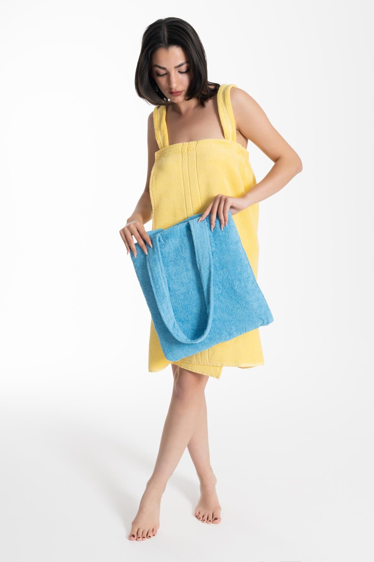 BeachMate Omuz Çantalı Plaj Havlusu – Fermuarlı , Cepli, Taşınabilir Konfor Mavi - Ender Home