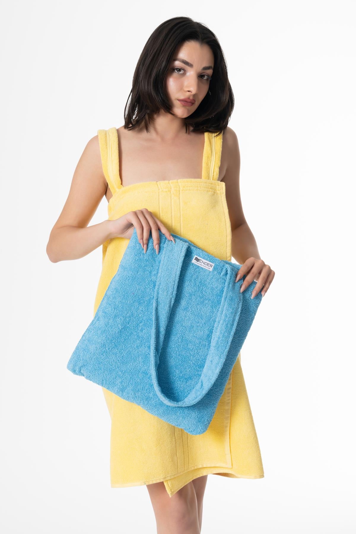 BeachMate Omuz Çantalı Plaj Havlusu – Fermuarlı , Cepli, Taşınabilir Konfor Mavi - Ender Home