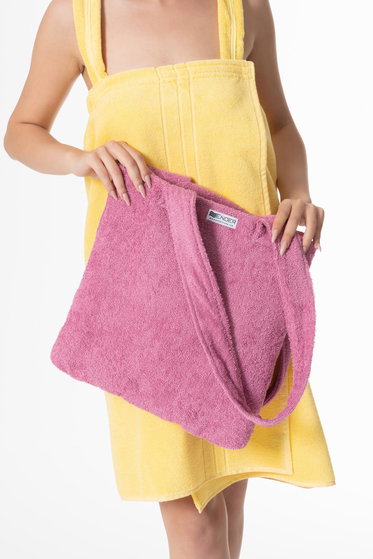 BeachMate Omuz Çantalı Plaj Havlusu – Fermuarlı , Cepli, Taşınabilir Konfor Pembe - Ender Home