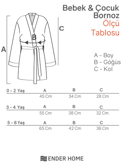 Bebek & Çocuk Kapşonlu Bornoz %100 Pamuklu Unisex