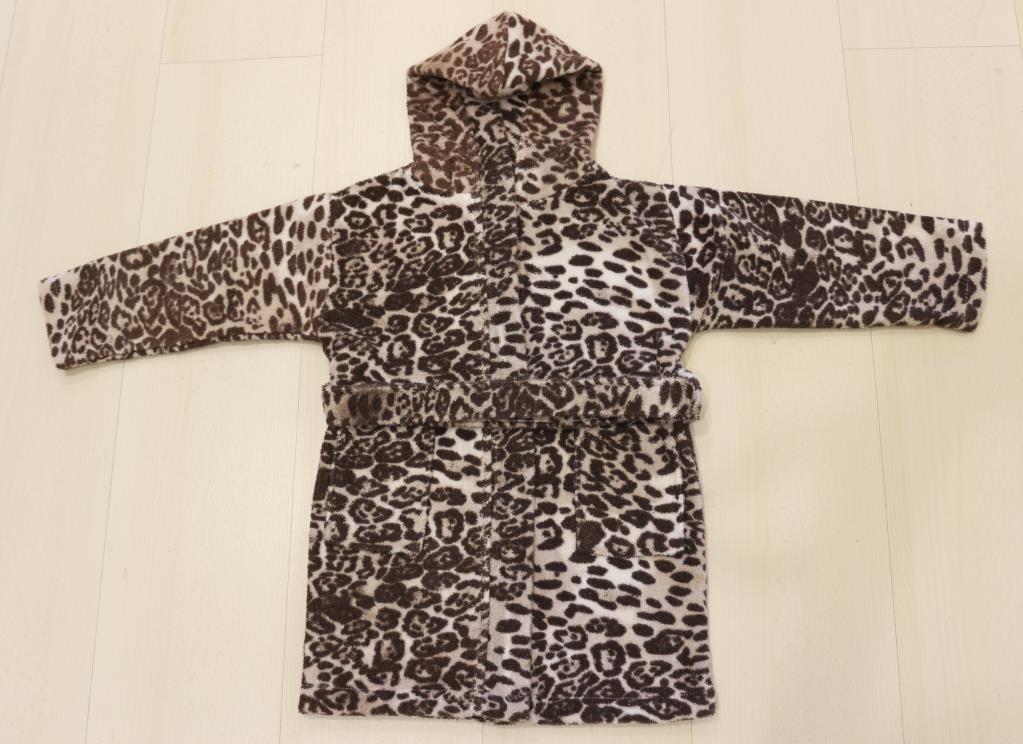 Leopar Desen Bebek & Çocuk Kapşonlu Bornoz | %100 Pamuk Unisex