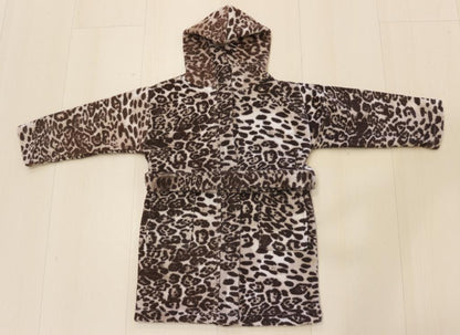 Leopar Desen Bebek & Çocuk Kapşonlu Bornoz | %100 Pamuk Unisex