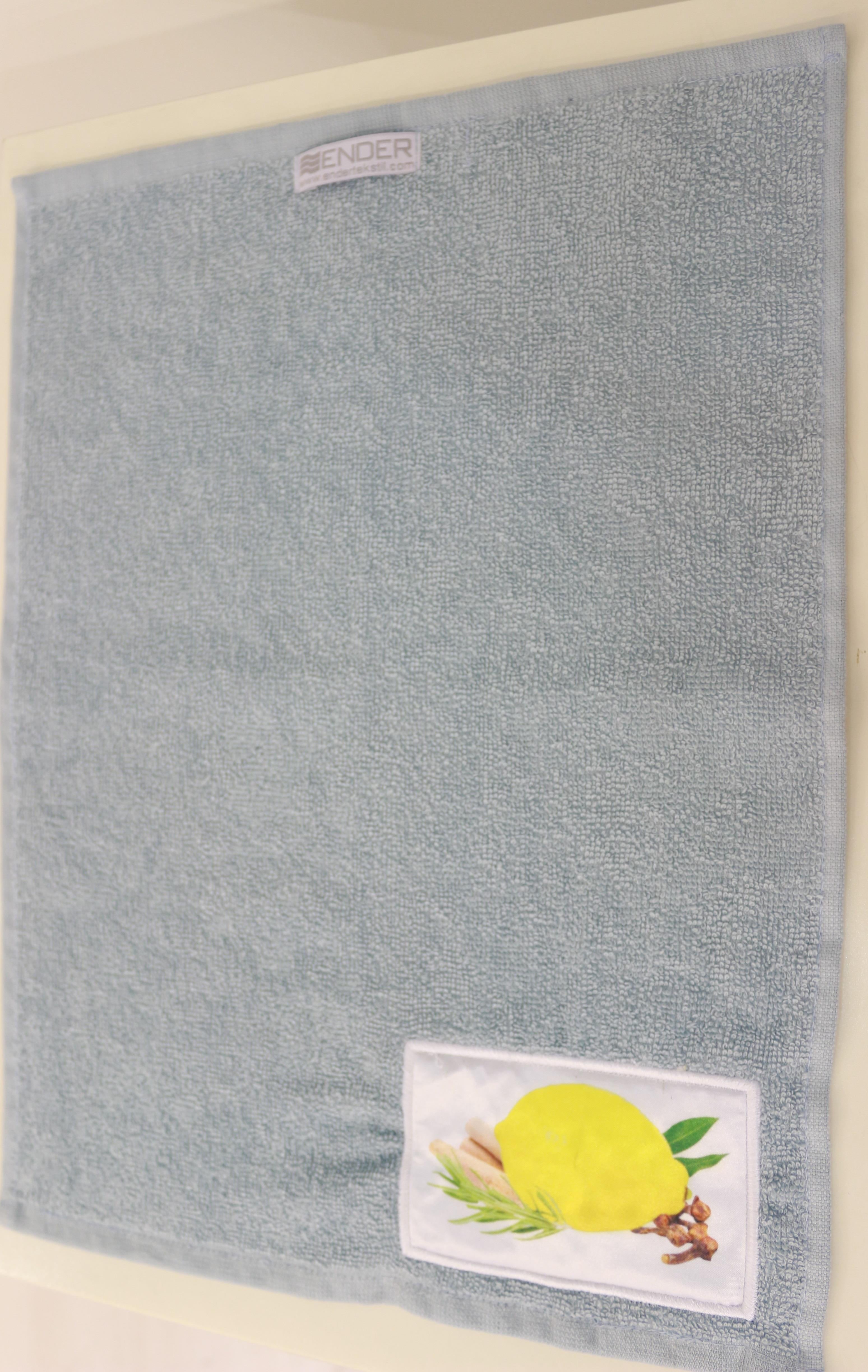 CottonVerse %100 Pamuk Limon Nakışlı Mutfak Havlusu 30x40 cm Mavi - Ender Home