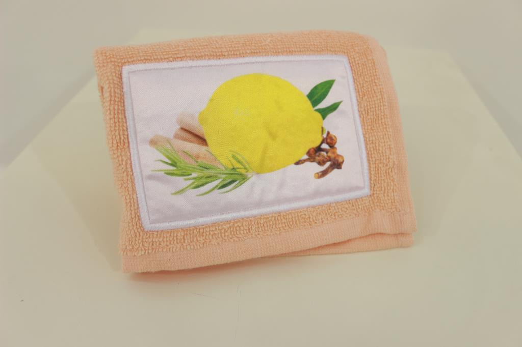 CottonVerse %100 Pamuk Limon Nakışlı Mutfak Havlusu 30x40 cm Somon - Ender Home
