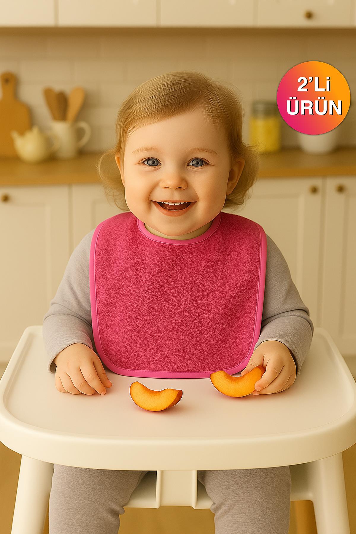 CottonVerse 2'li Bebek Mama Önlüğü – %100 Pamuk Havlu 25x30 cm Fuşya - Ender Home