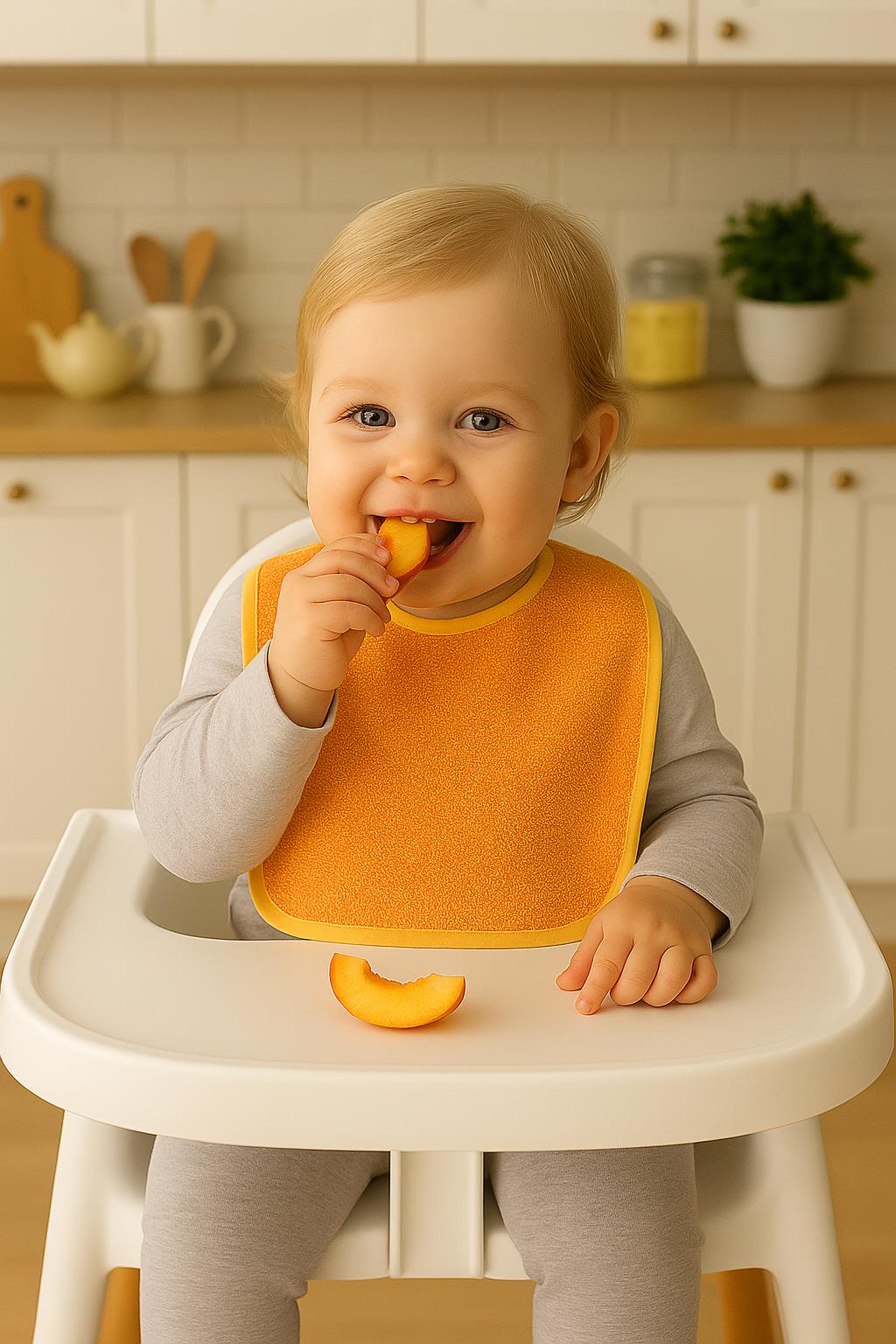 CottonVerse 2'li Bebek Mama Önlüğü – %100 Pamuk Havlu 25x30 cm Oranj - Ender Home