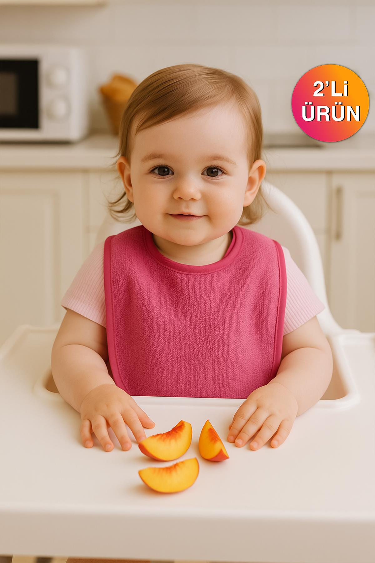 CottonVerse 2'li Bebek Mama Önlüğü – %100 Pamuk Havlu 25x30 cm Pembe - Ender Home