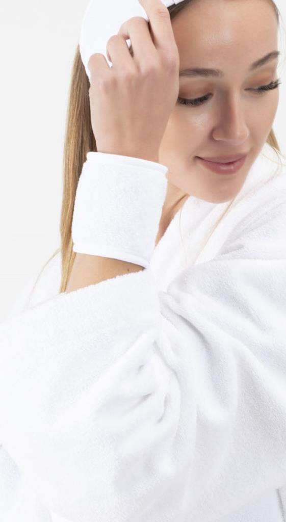 CottonVerse 2'li Havlu Bilek Bandı – %100 Pamuk ve Süper Emici Beyaz - Ender Home