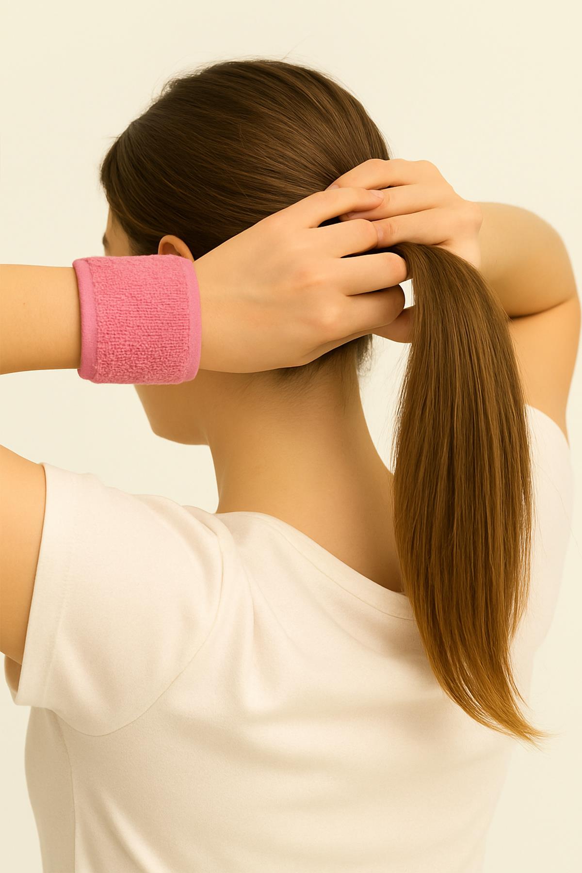 CottonVerse 2'li Havlu Bilek Bandı – %100 Pamuk ve Süper Emici Pembe - Ender Home