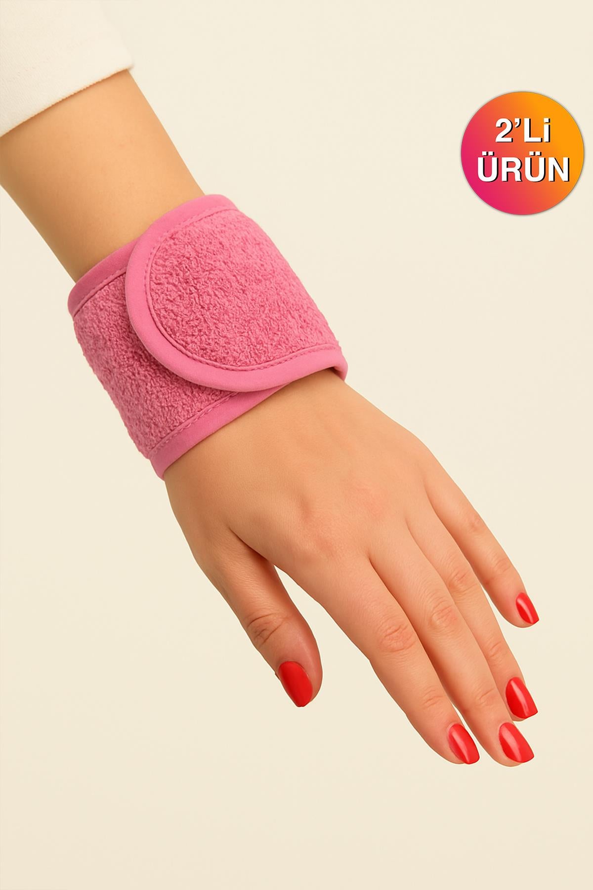 CottonVerse 2'li Havlu Bilek Bandı – %100 Pamuk ve Süper Emici Pembe - Ender Home