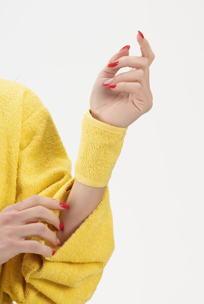 CottonVerse 2'li Havlu Bilek Bandı – %100 Pamuk ve Süper Emici Sarı - Ender Home