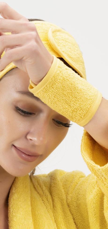 CottonVerse 2'li Havlu Bilek Bandı – %100 Pamuk ve Süper Emici Sarı - Ender Home