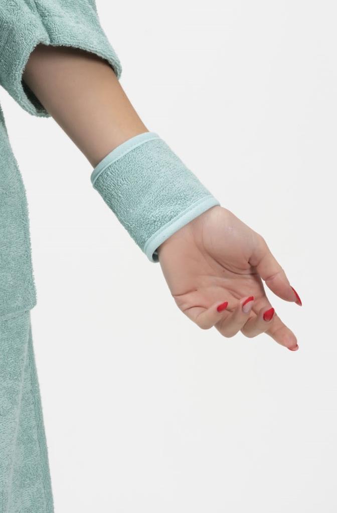 CottonVerse 2'li Havlu Bilek Bandı – %100 Pamuk ve Süper Emici Su Yeşili - Ender Home