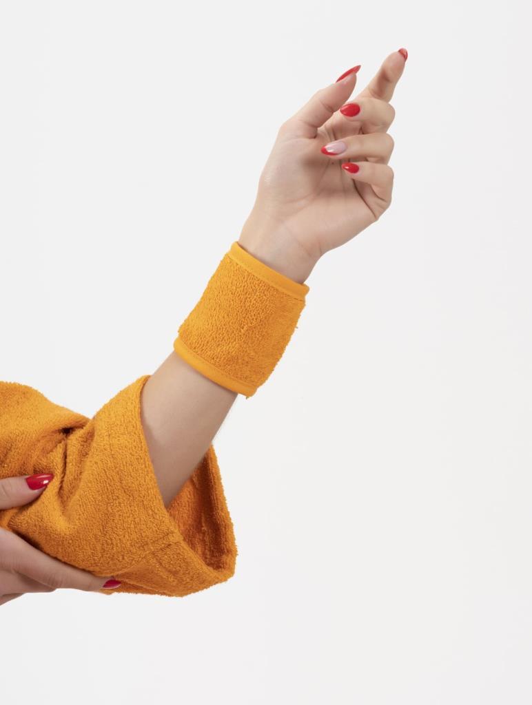 CottonVerse 2'li Havlu Bilek Bandı – %100 Pamuk ve Süper Emici Turuncu - Ender Home