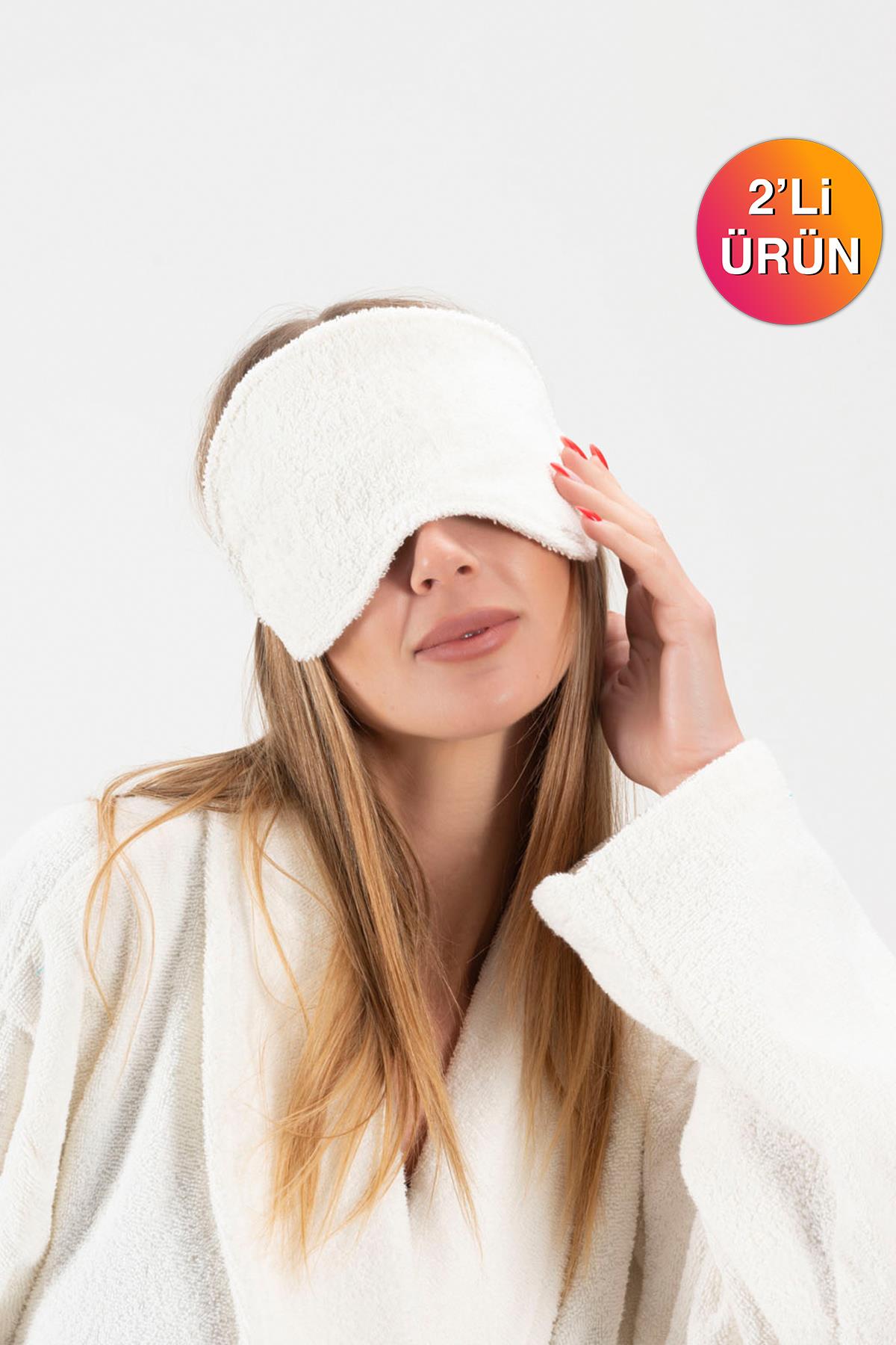 CottonVerse 2'li Havlu Göz Bandı – %100 Pamuk ve Süper Emici Ekru - Ender Home