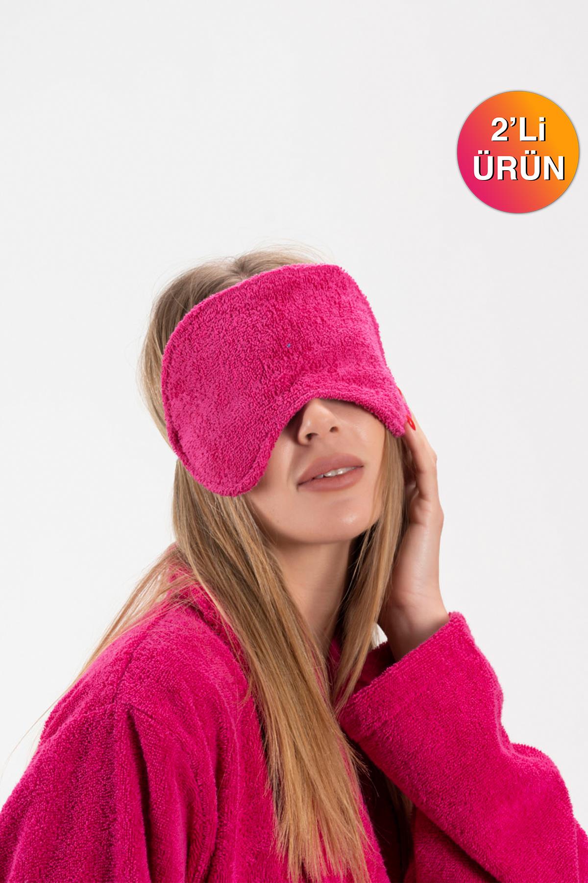 CottonVerse 2'li Havlu Göz Bandı – %100 Pamuk ve Süper Emici Fuşya - Ender Home