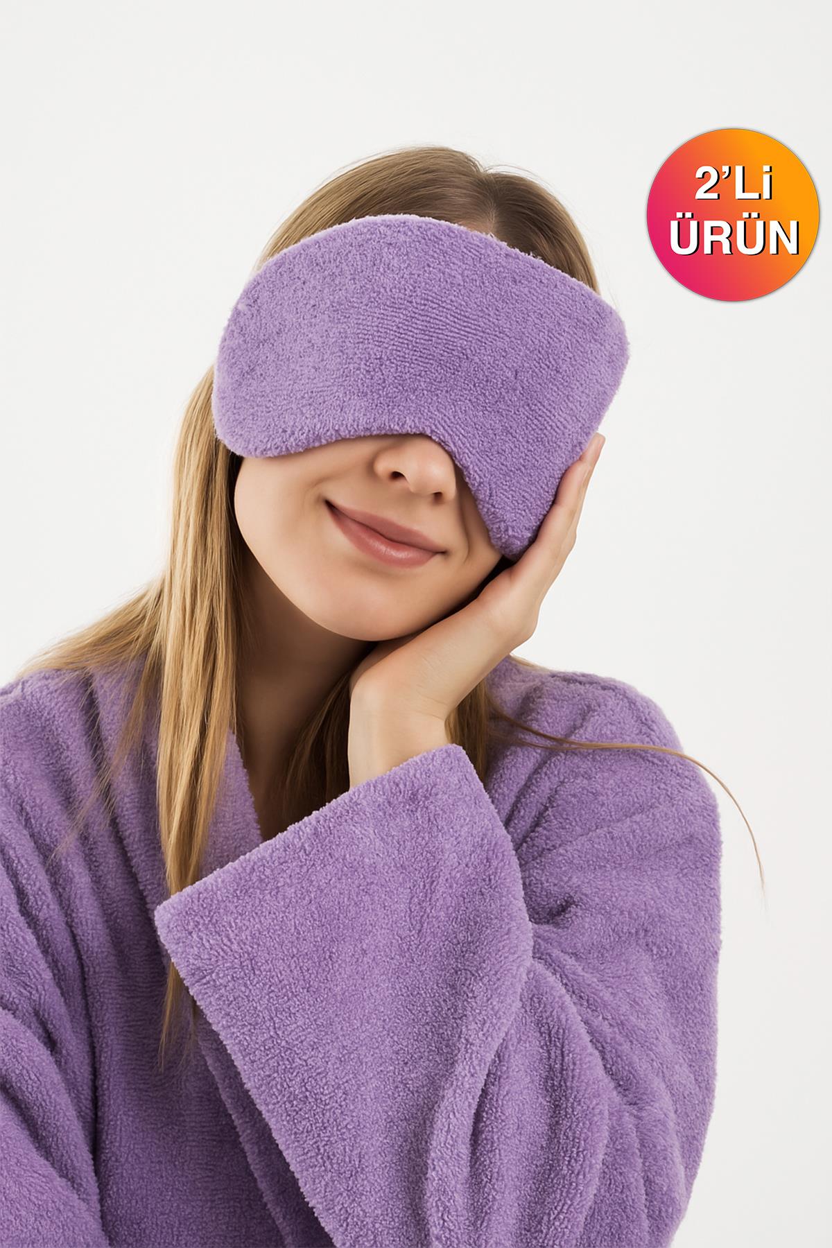 CottonVerse 2'li Havlu Göz Bandı – %100 Pamuk ve Süper Emici Lila - Ender Home