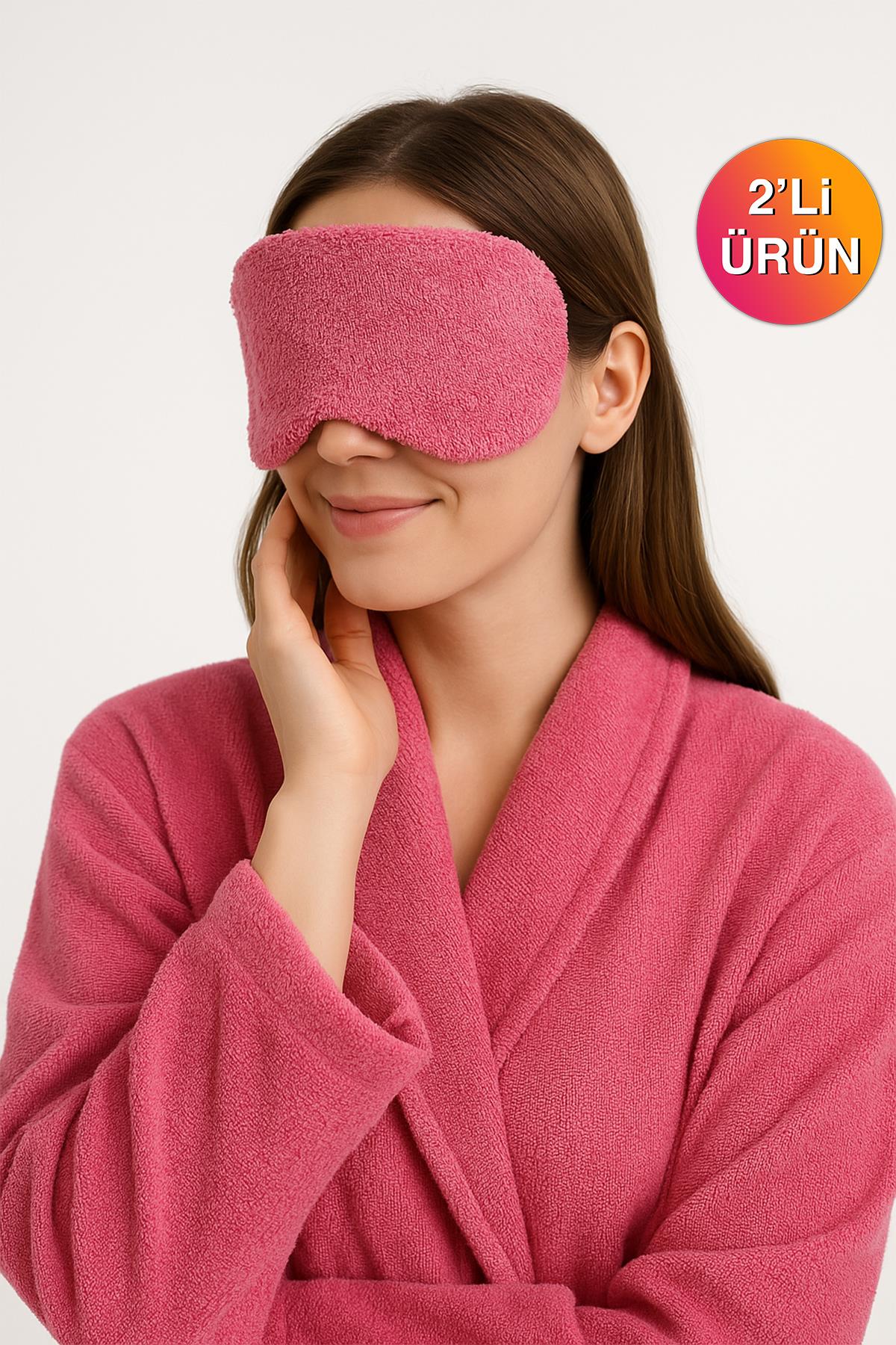 CottonVerse 2'li Havlu Göz Bandı – %100 Pamuk ve Süper Emici Pembe - Ender Home