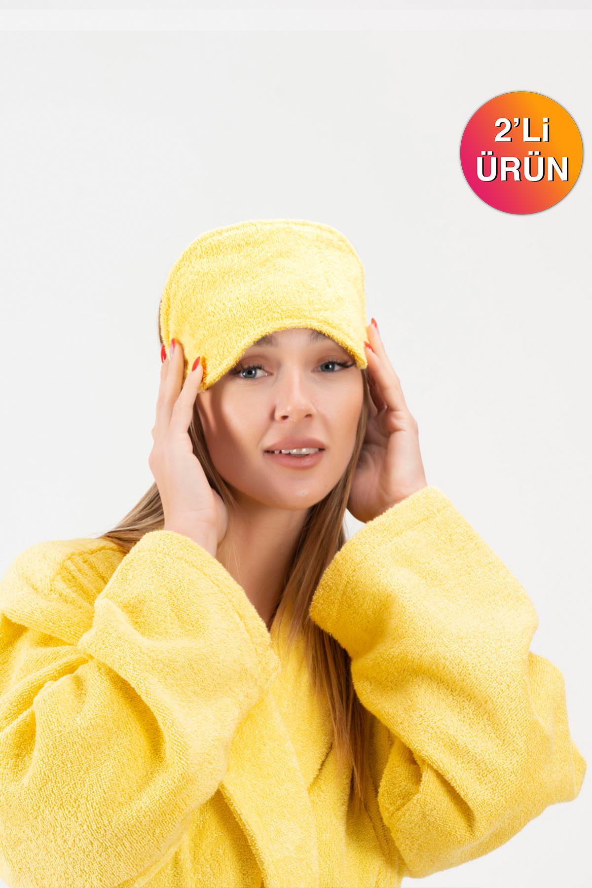 CottonVerse 2'li Havlu Göz Bandı – %100 Pamuk ve Süper Emici Sarı - Ender Home