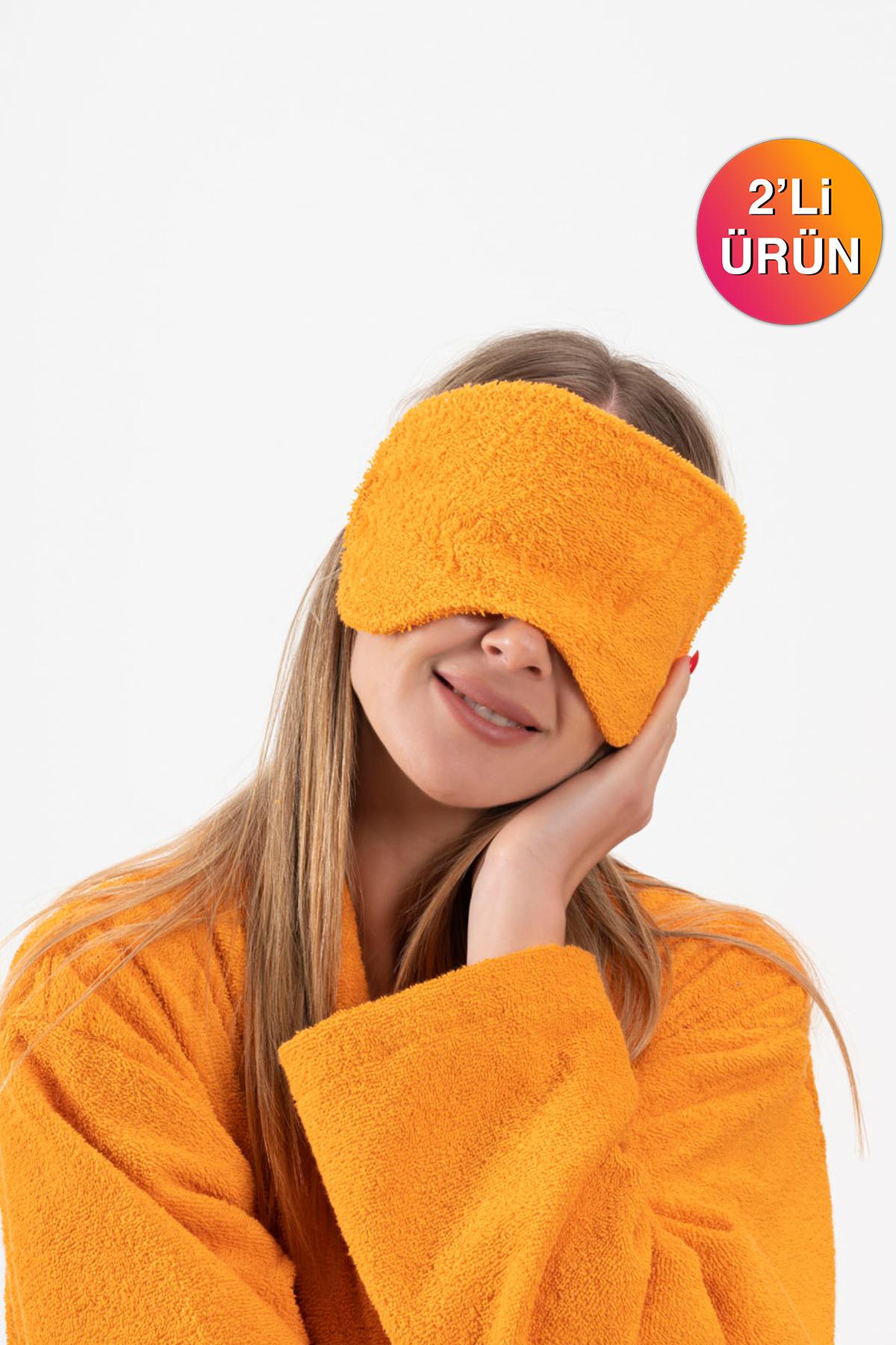 CottonVerse 2'li Havlu Göz Bandı – %100 Pamuk ve Süper Emici Turuncu - Ender Home