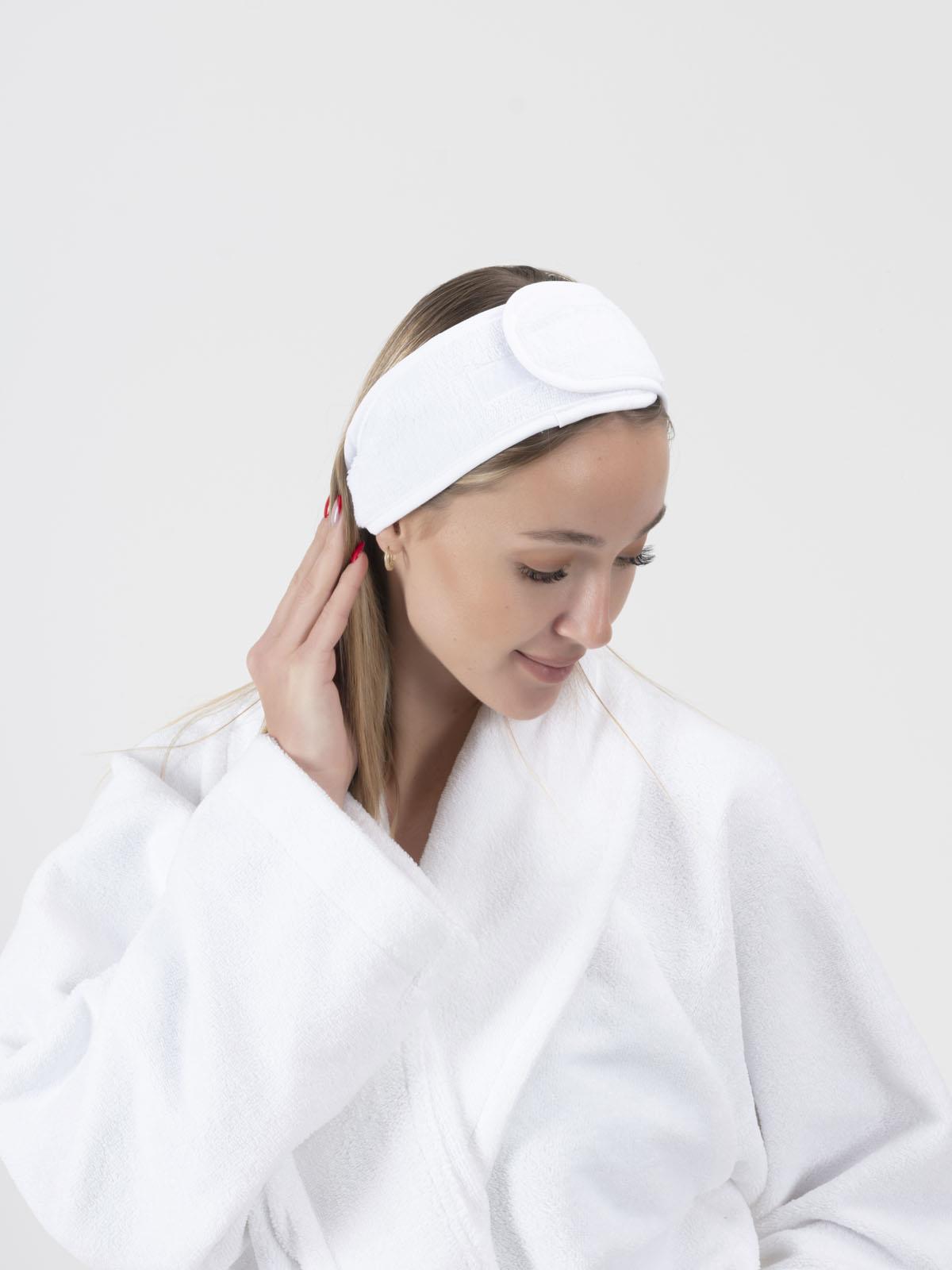 CottonVerse 3'lü Bornoz Seti - %100 Pamuk Bornoz , Saç Bonesi , Saç Bandı Unısex Beyaz - Ender Home