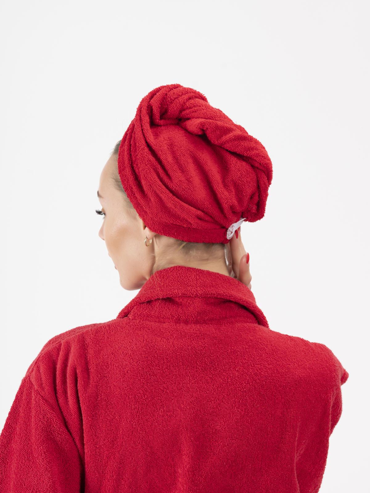 CottonVerse 3'lü Bornoz Seti - %100 Pamuk Bornoz , Saç Bonesi , Saç Bandı Unısex Kırmızı - Ender Home