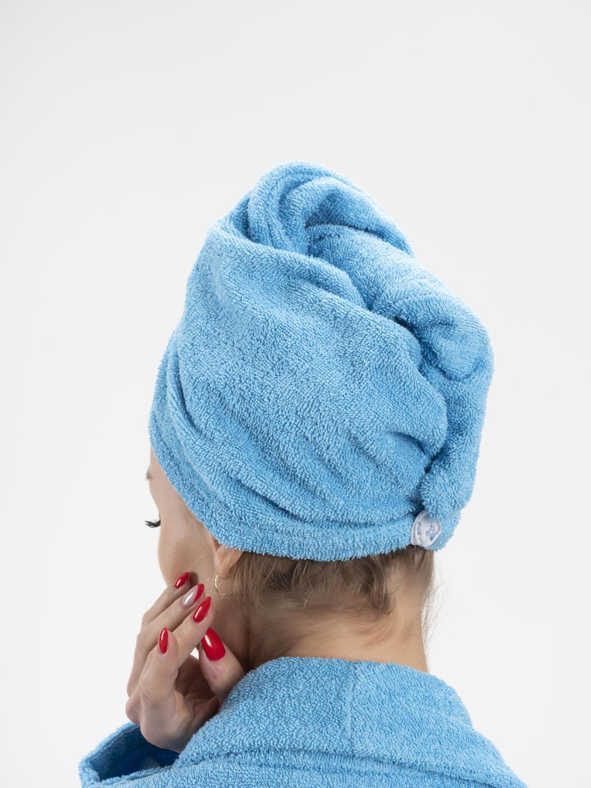 CottonVerse 3'lü Bornoz Seti - %100 Pamuk Bornoz , Saç Bonesi , Saç Bandı Unısex Mavi - Ender Home