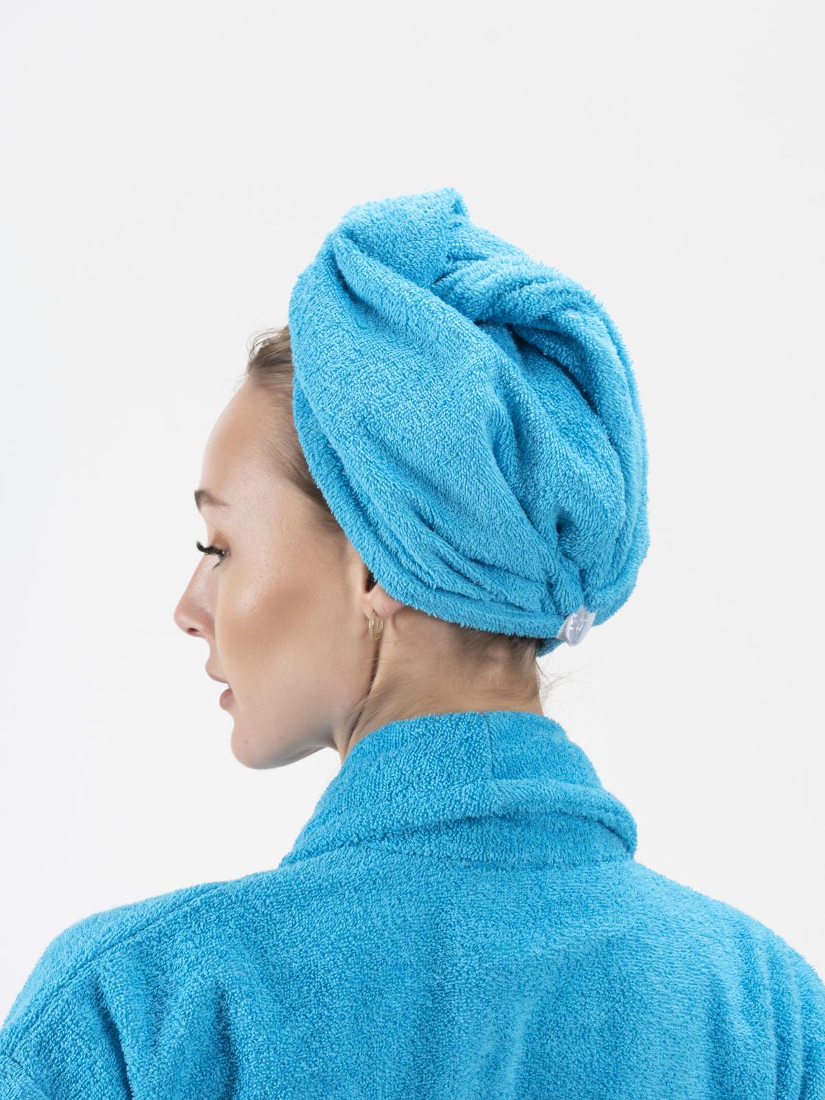 CottonVerse 3'lü Bornoz Seti - %100 Pamuk Bornoz , Saç Bonesi , Saç Bandı Unısex Turkuaz - Ender Home