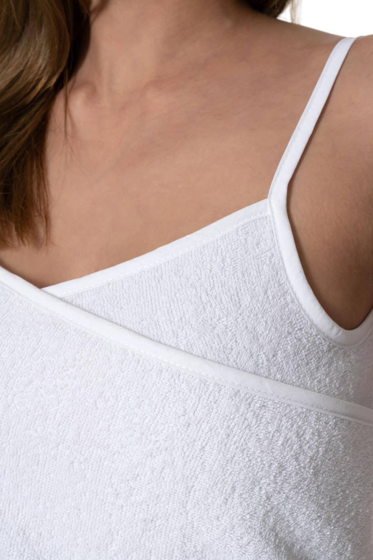 CottonVerse Askılı Havlu Plaj Elbise – %100 Pamuk Beyaz - Ender Home