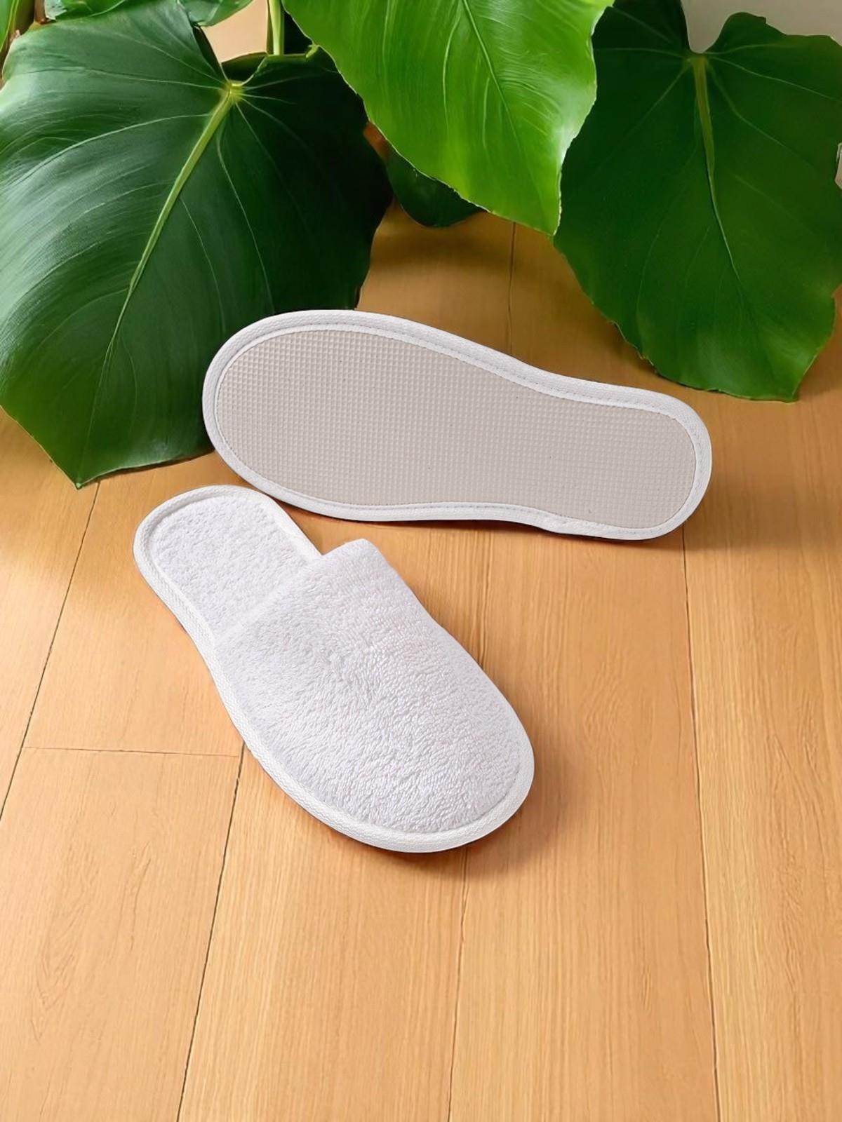 CottonVerse Banyo Ve Ev Terliği – %100 Pamuk Havlu Kaymaz İnce Taban , Yüksek Su Emicilik Beyaz - Ender Home