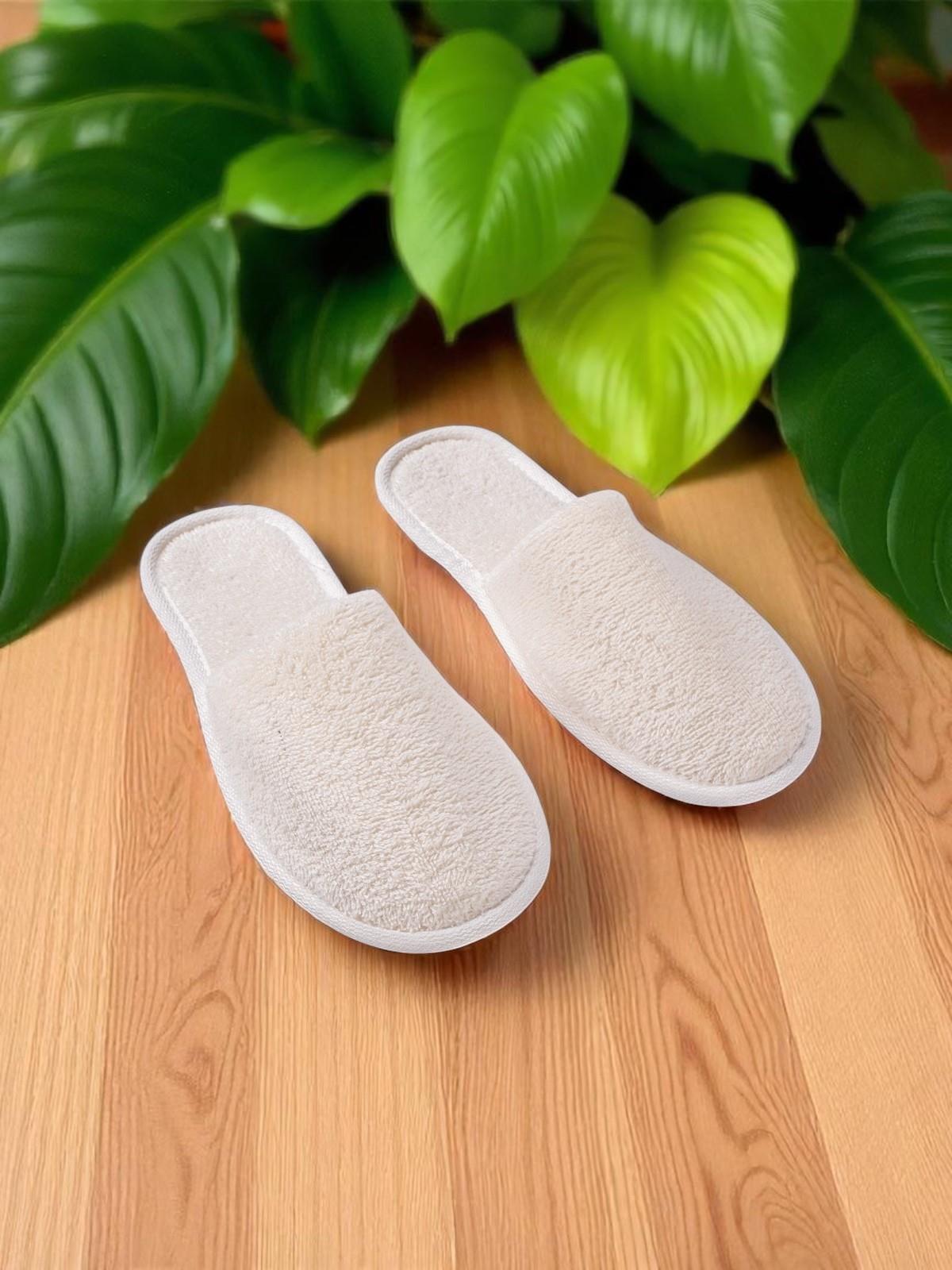 CottonVerse Banyo Ve Ev Terliği – %100 Pamuk Havlu Kaymaz İnce Taban , Yüksek Su Emicilik Ekru - Ender Home