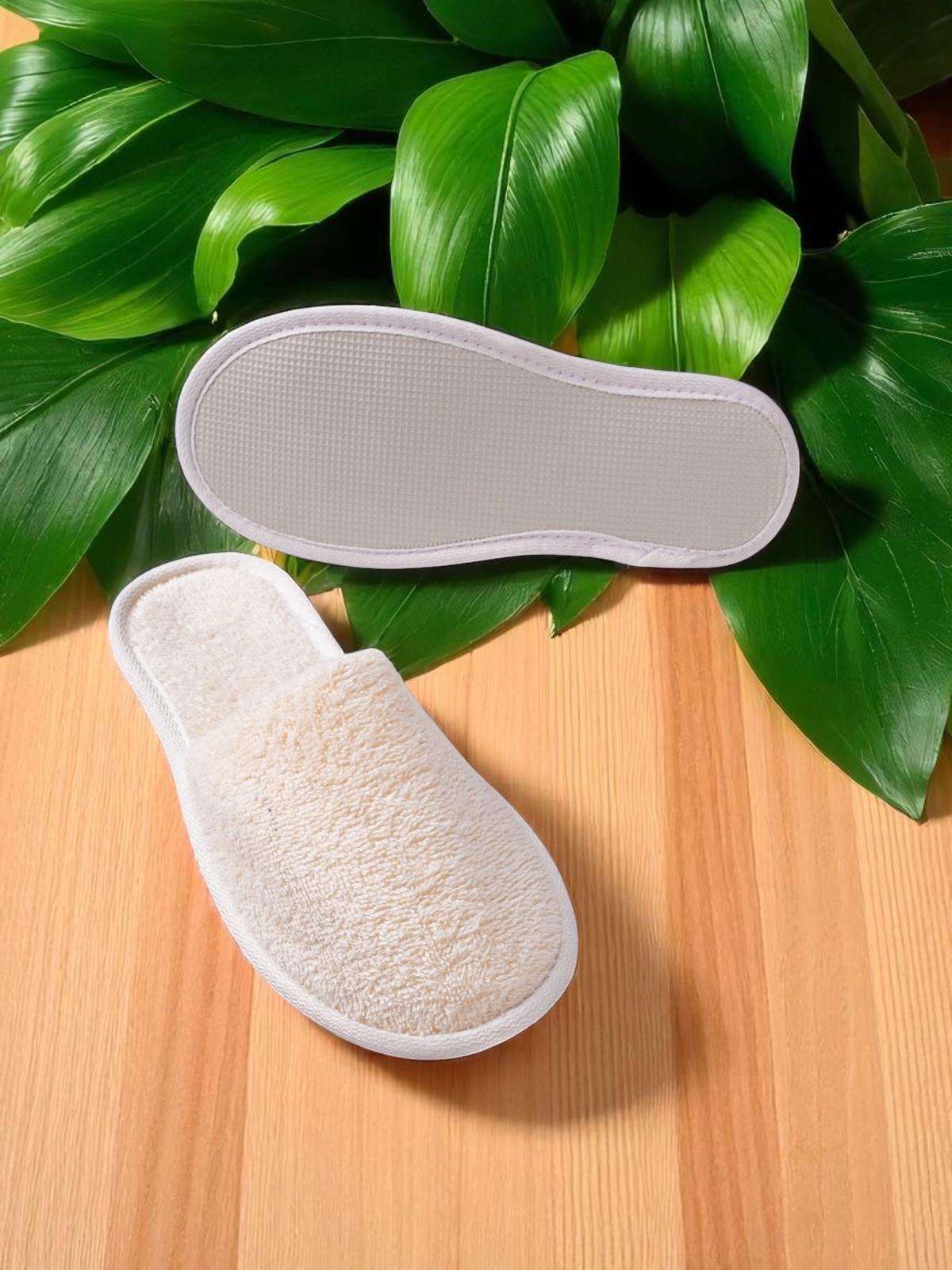 CottonVerse Banyo Ve Ev Terliği – %100 Pamuk Havlu Kaymaz İnce Taban , Yüksek Su Emicilik Ekru - Ender Home