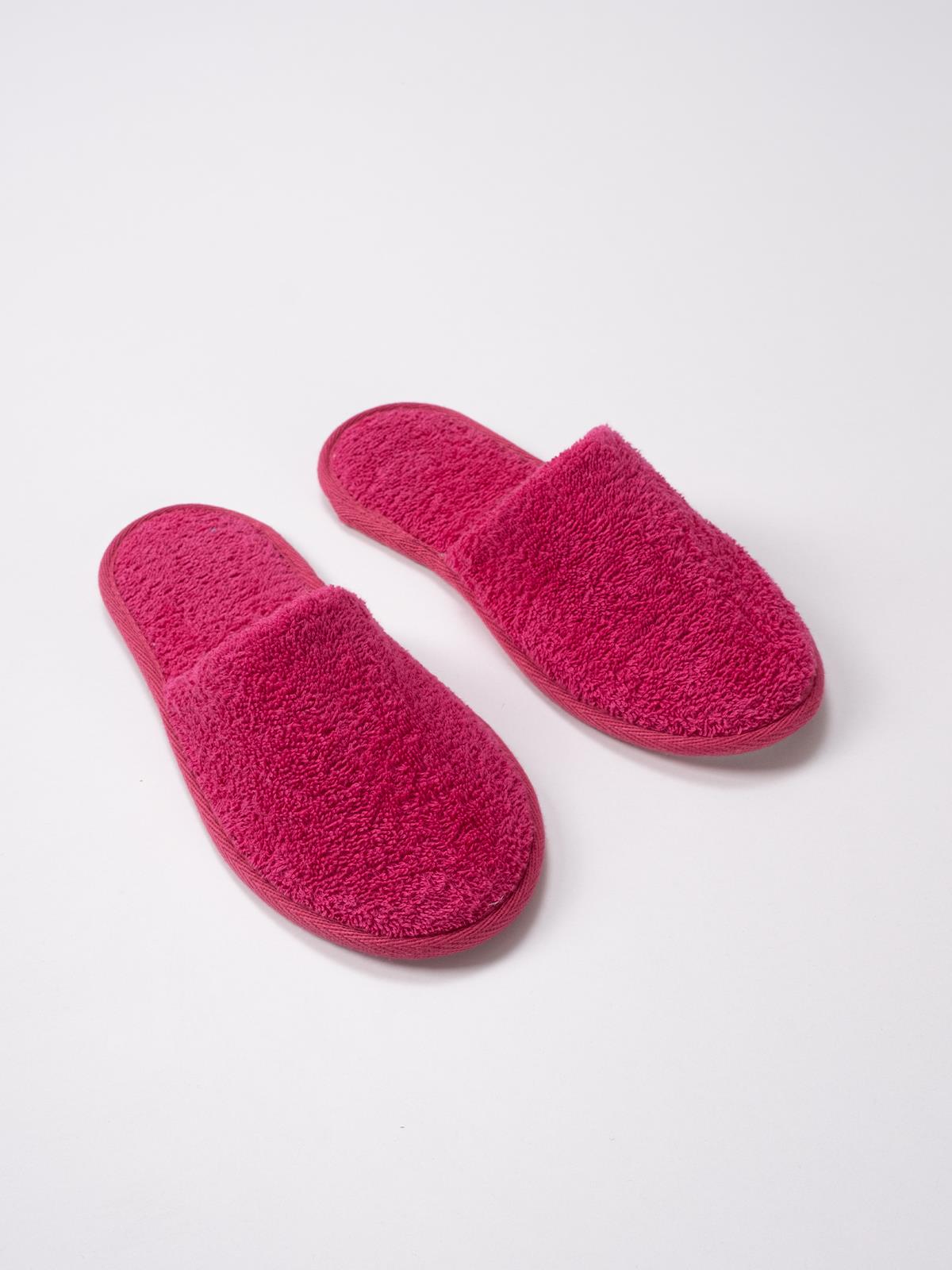 CottonVerse Banyo Ve Ev Terliği – %100 Pamuk Havlu Kaymaz İnce Taban , Yüksek Su Emicilik Fuşya - Ender Home