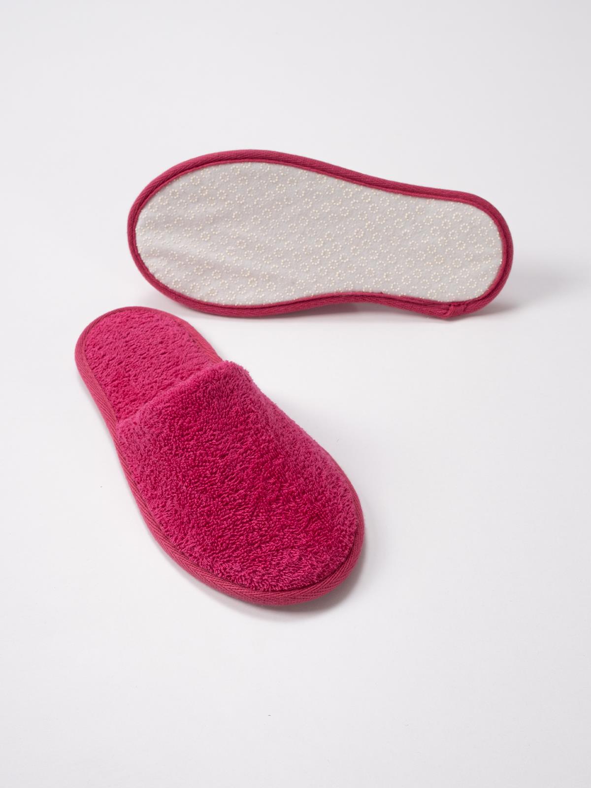 CottonVerse Banyo Ve Ev Terliği – %100 Pamuk Havlu Kaymaz İnce Taban , Yüksek Su Emicilik Fuşya - Ender Home