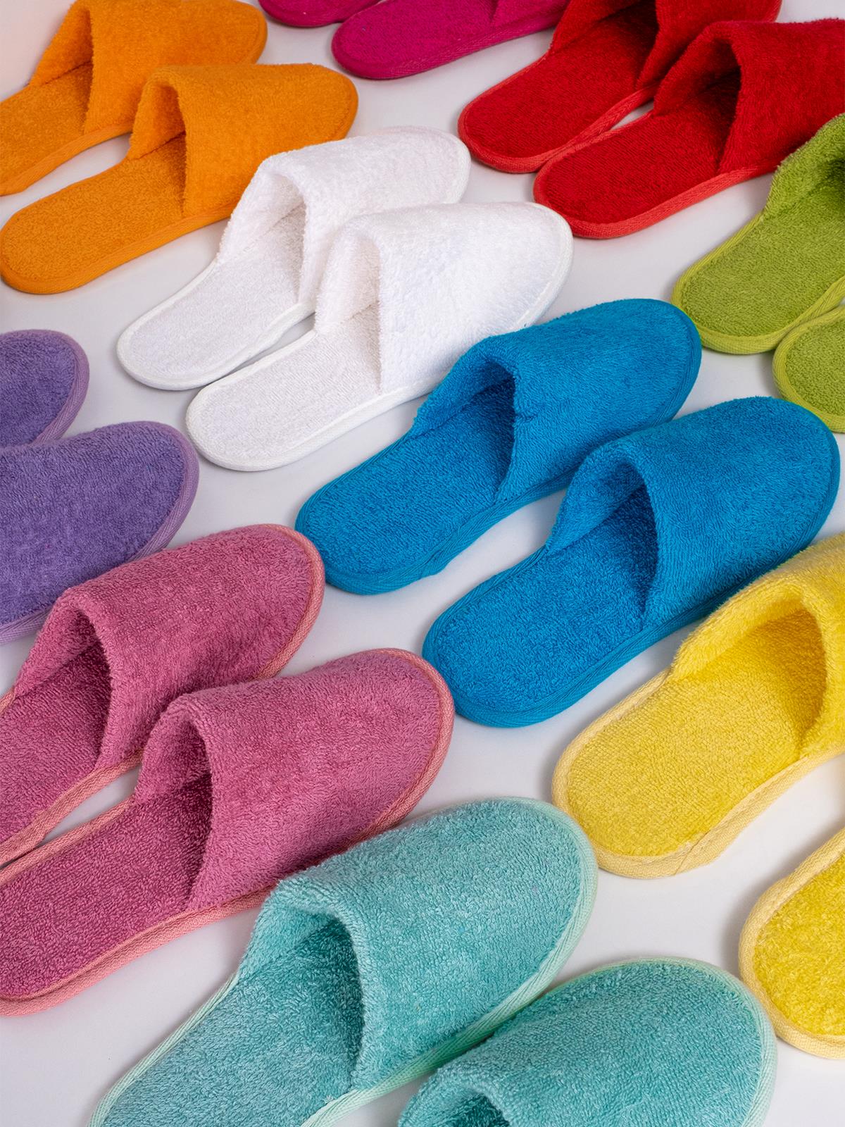 CottonVerse Banyo Ve Ev Terliği – %100 Pamuk Havlu Kaymaz İnce Taban , Yüksek Su Emicilik Fuşya - Ender Home