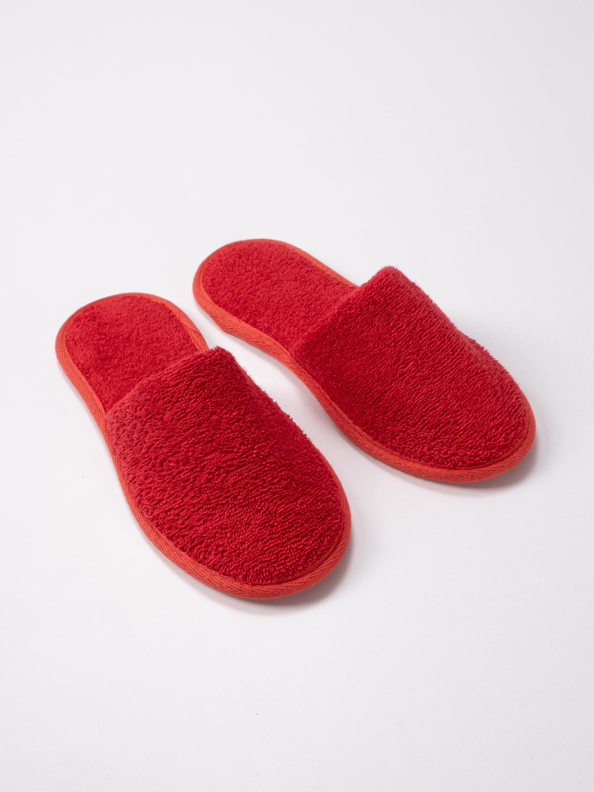 CottonVerse Banyo Ve Ev Terliği – %100 Pamuk Havlu Kaymaz İnce Taban , Yüksek Su Emicilik Kırmızı - Ender Home