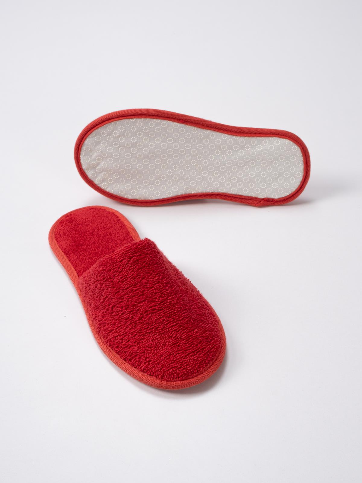 CottonVerse Banyo Ve Ev Terliği – %100 Pamuk Havlu Kaymaz İnce Taban , Yüksek Su Emicilik Kırmızı - Ender Home