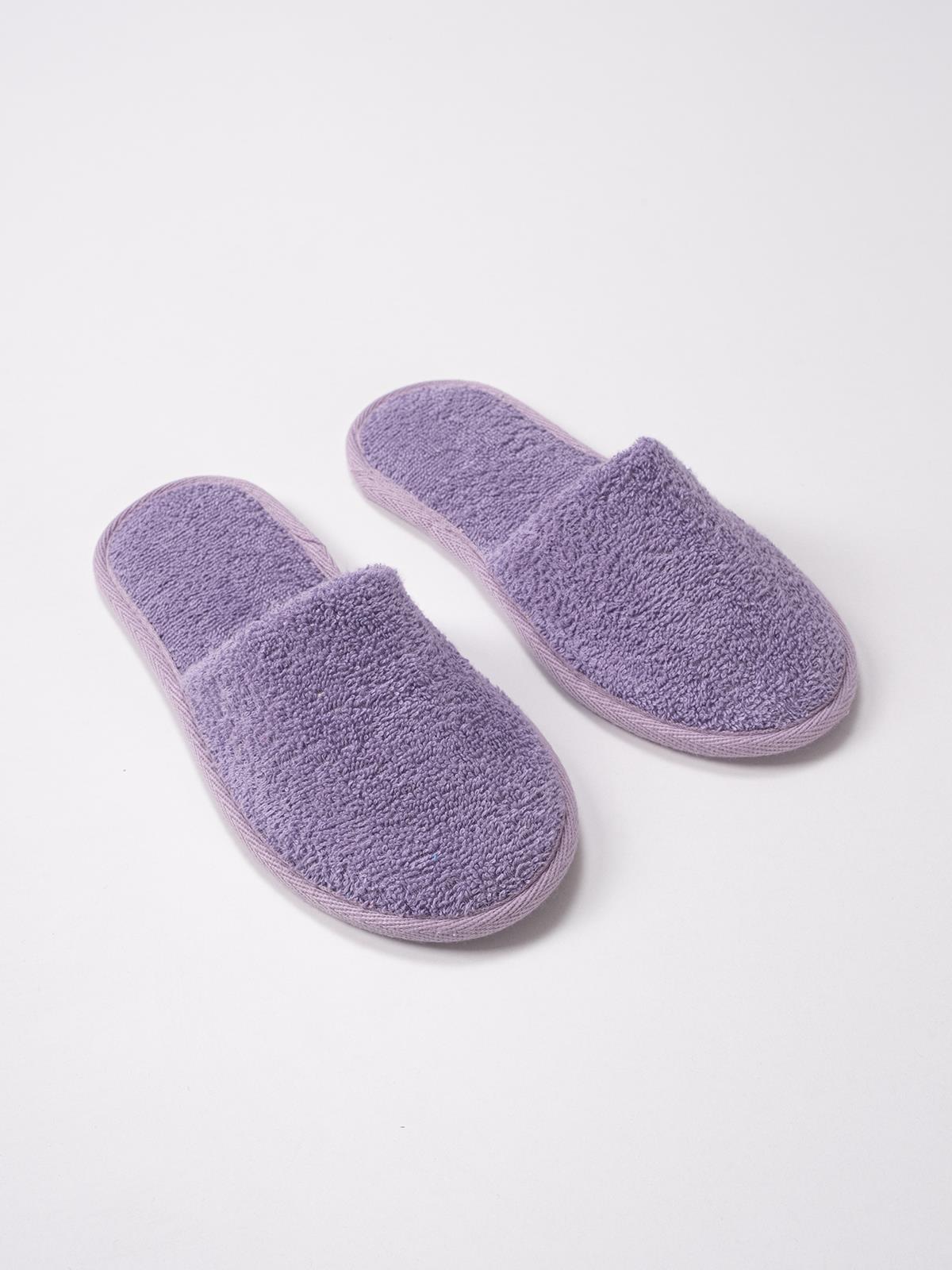 CottonVerse Banyo Ve Ev Terliği – %100 Pamuk Havlu Kaymaz İnce Taban , Yüksek Su Emicilik Lila - Ender Home