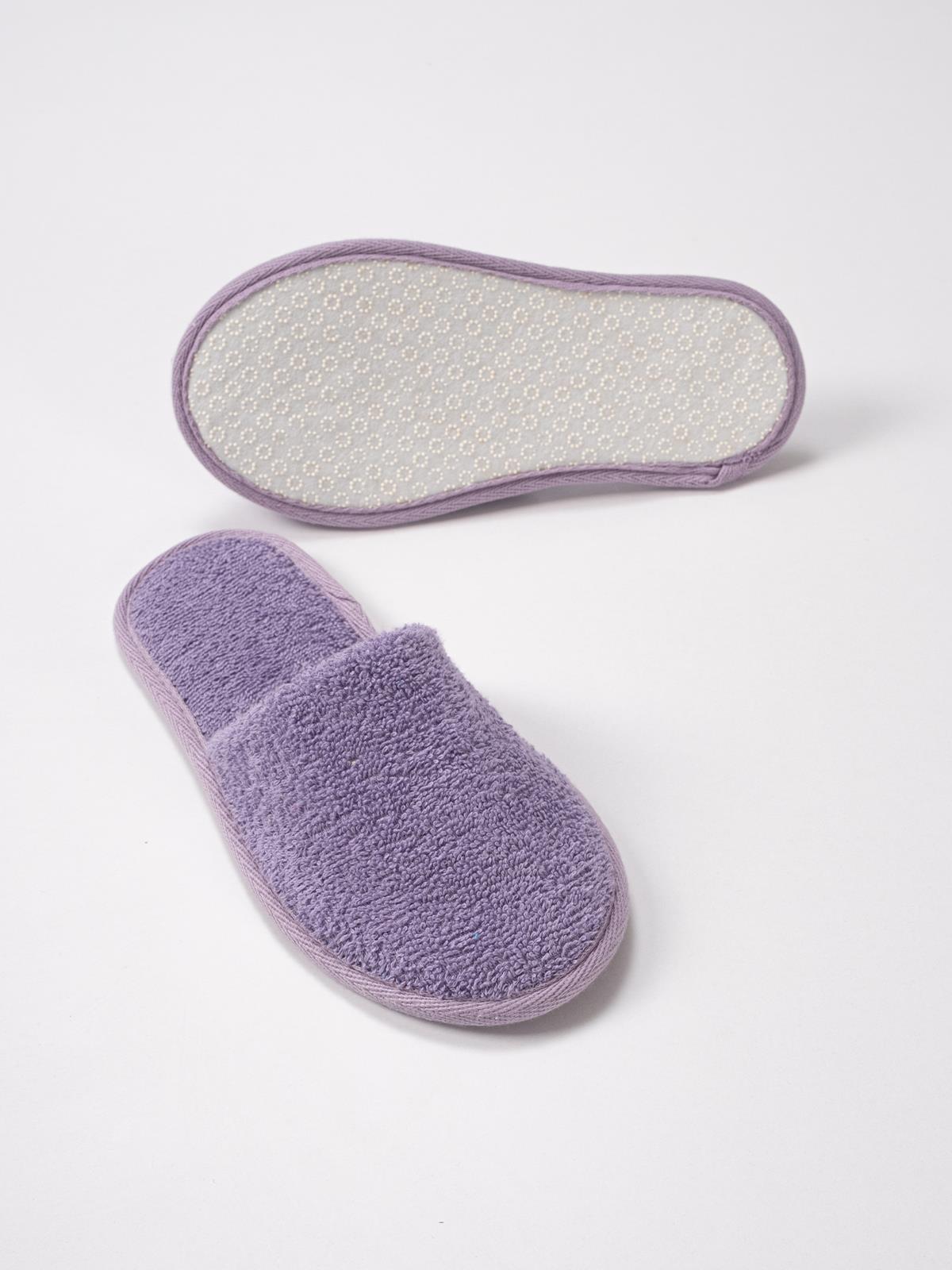 CottonVerse Banyo Ve Ev Terliği – %100 Pamuk Havlu Kaymaz İnce Taban , Yüksek Su Emicilik Lila - Ender Home