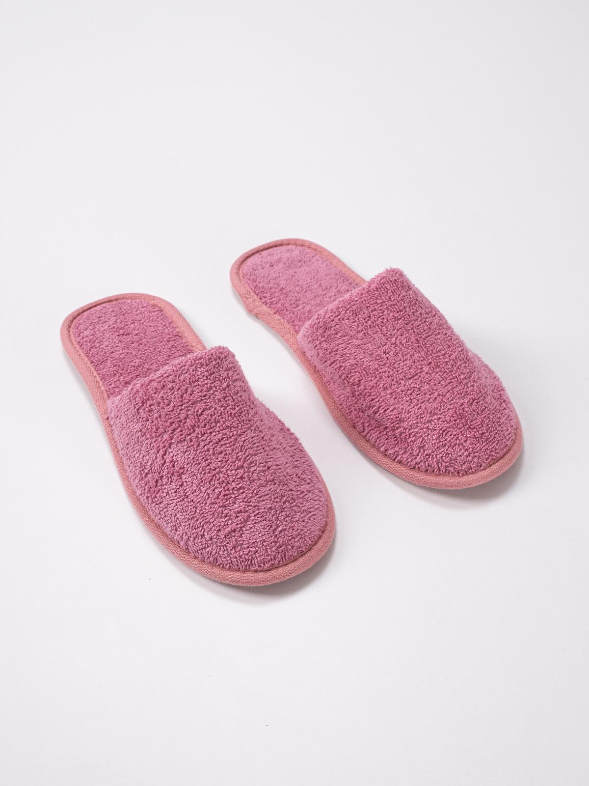 CottonVerse Banyo Ve Ev Terliği – %100 Pamuk Havlu Kaymaz İnce Taban , Yüksek Su Emicilik Pembe - Ender Home