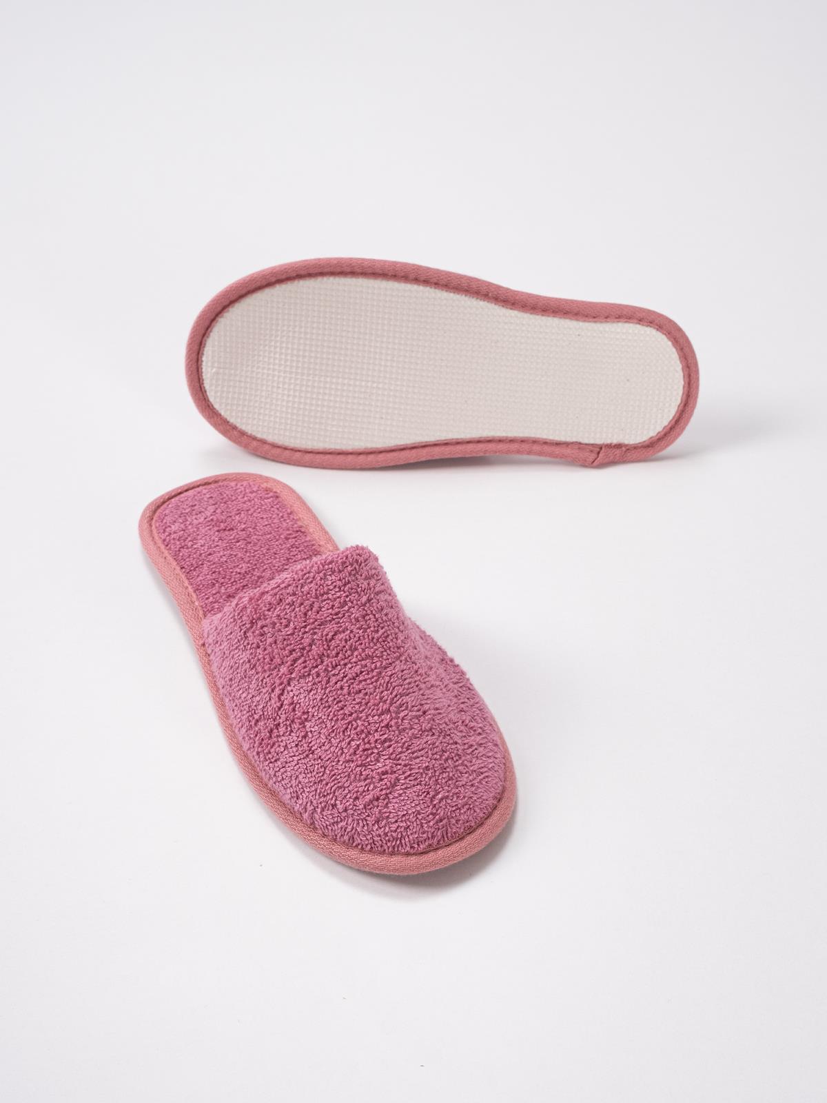 CottonVerse Banyo Ve Ev Terliği – %100 Pamuk Havlu Kaymaz İnce Taban , Yüksek Su Emicilik Pembe - Ender Home