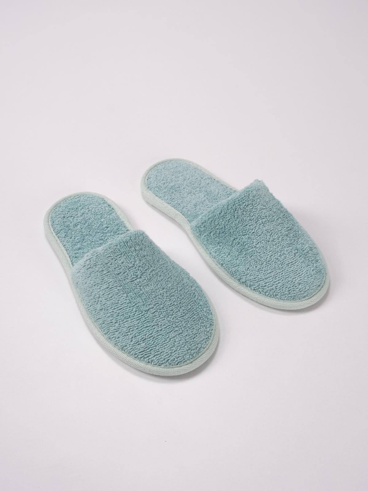 CottonVerse Banyo Ve Ev Terliği – %100 Pamuk Havlu Kaymaz İnce Taban , Yüksek Su Emicilik Su Yeşili - Ender Home