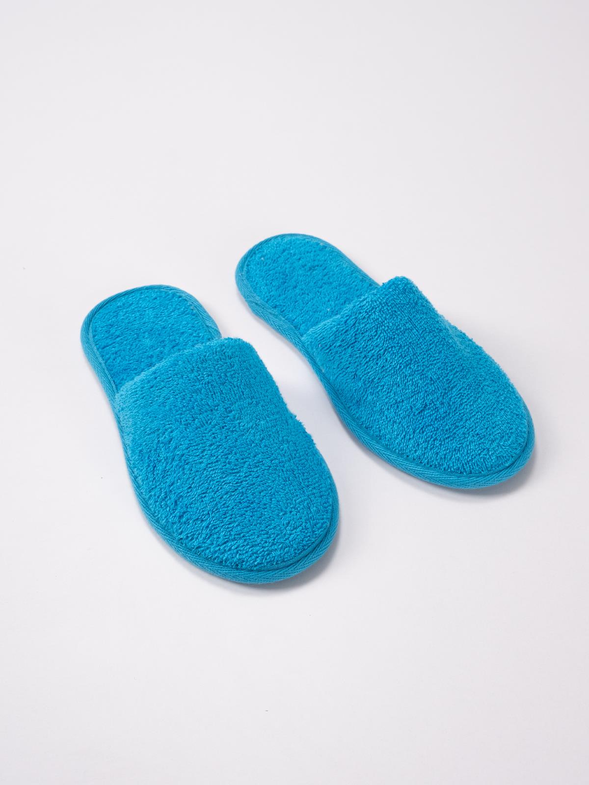 CottonVerse Banyo Ve Ev Terliği – %100 Pamuk Havlu Kaymaz İnce Taban , Yüksek Su Emicilik Turkuaz - Ender Home