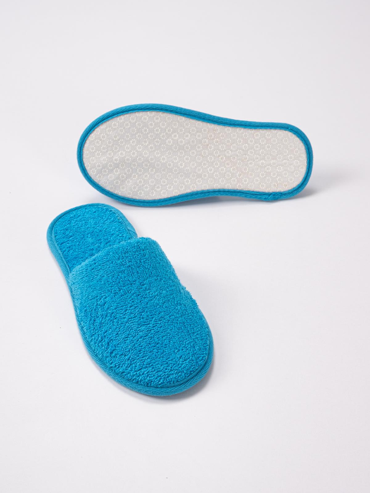 CottonVerse Banyo Ve Ev Terliği – %100 Pamuk Havlu Kaymaz İnce Taban , Yüksek Su Emicilik Turkuaz - Ender Home