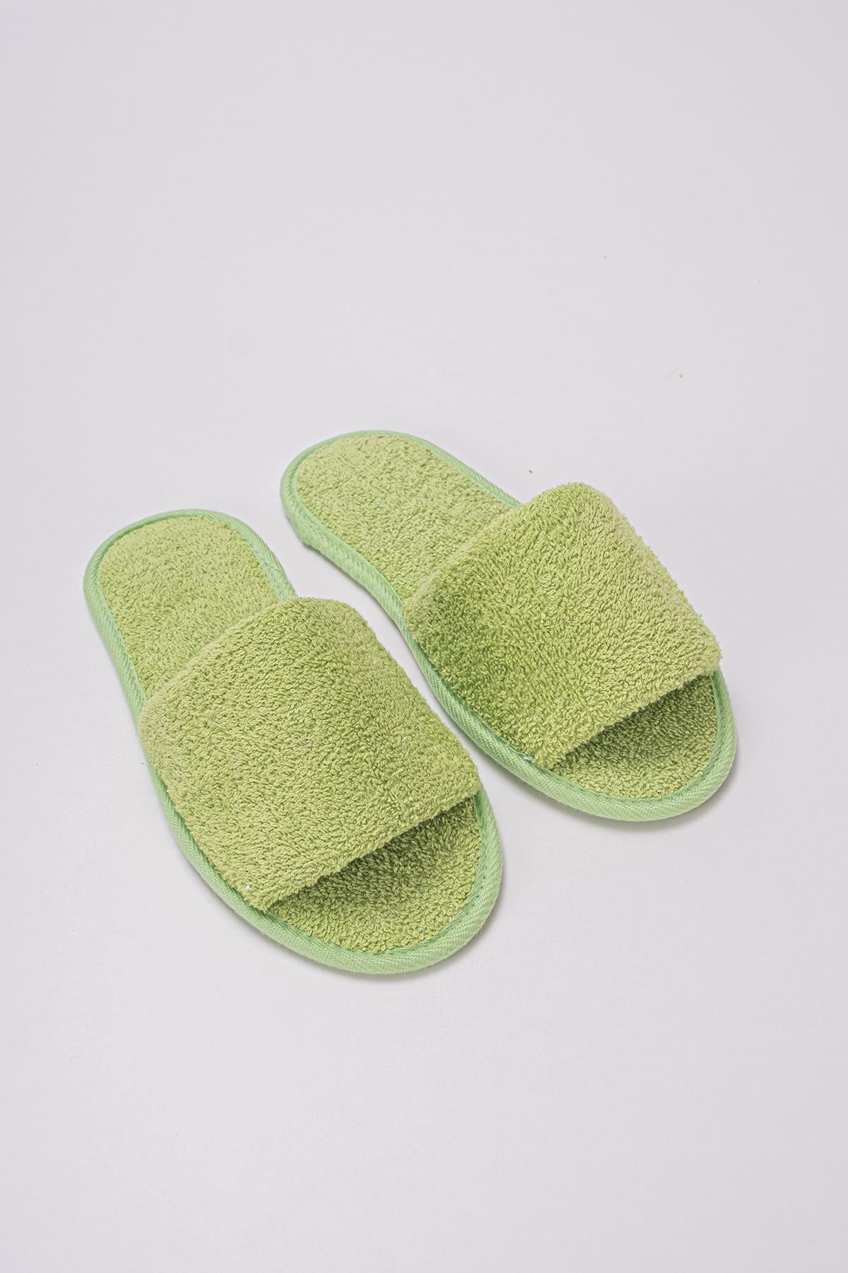 CottonVerse Banyo Ve Ev Terliği – %100 Pamuk Havlu Kaymaz İnce Taban , Yüksek Su Emicilik Yeşil - Ender Home