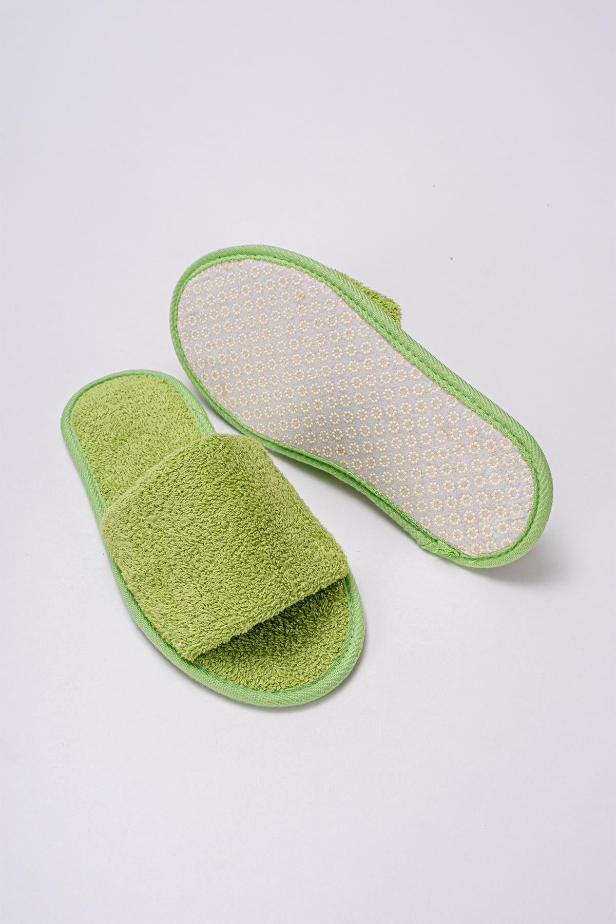 CottonVerse Banyo Ve Ev Terliği – %100 Pamuk Havlu Kaymaz İnce Taban , Yüksek Su Emicilik Yeşil - Ender Home