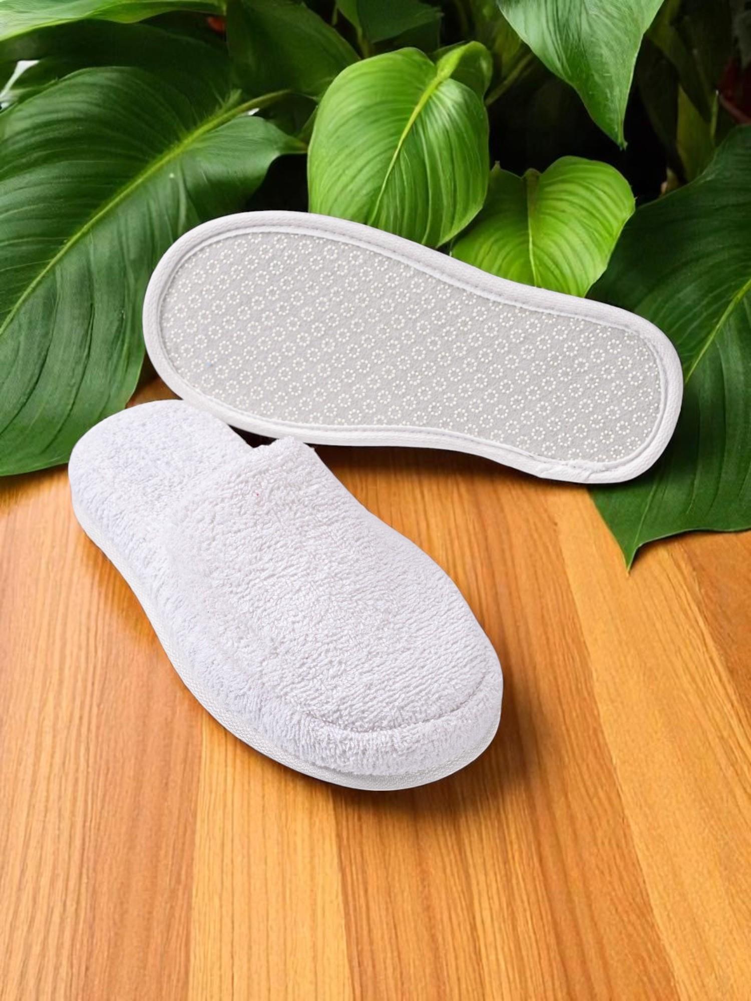 CottonVerse Banyo Ve Ev Terliği – %100 Pamuk Havlu Kaymaz Kalın Taban , Yüksek Su Emicilik Beyaz - Ender Home