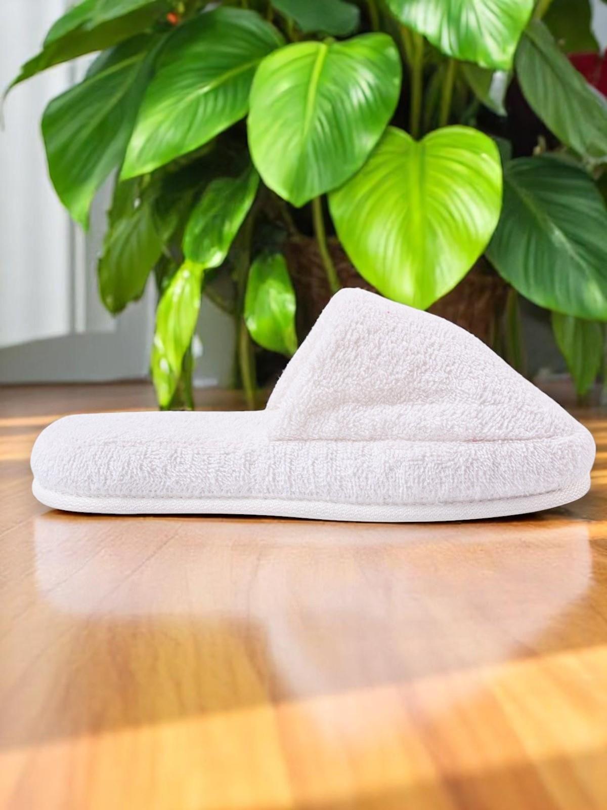 CottonVerse Banyo Ve Ev Terliği – %100 Pamuk Havlu Kaymaz Kalın Taban , Yüksek Su Emicilik Beyaz - Ender Home